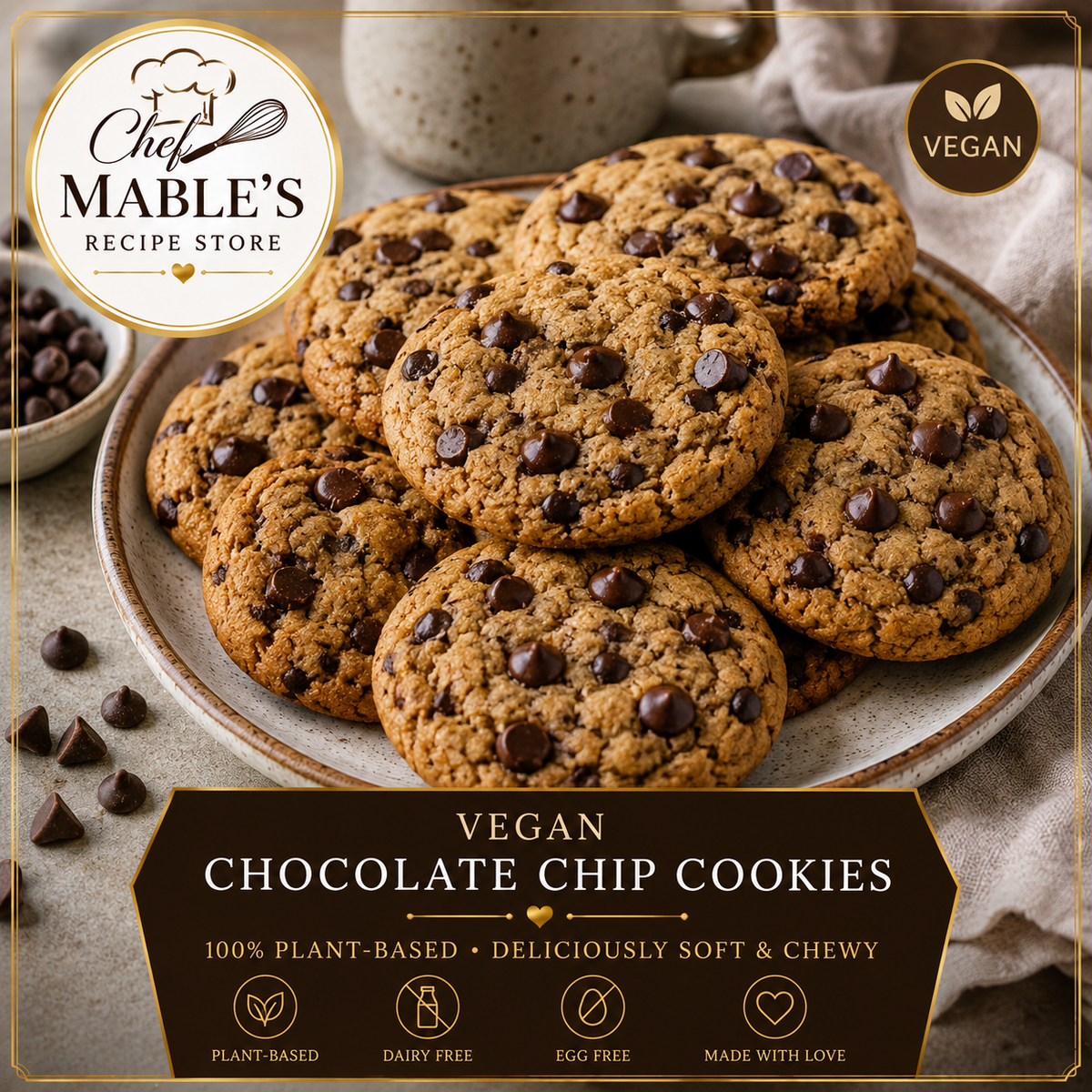 Chef Mable's Vegan Chocolate chip cookies